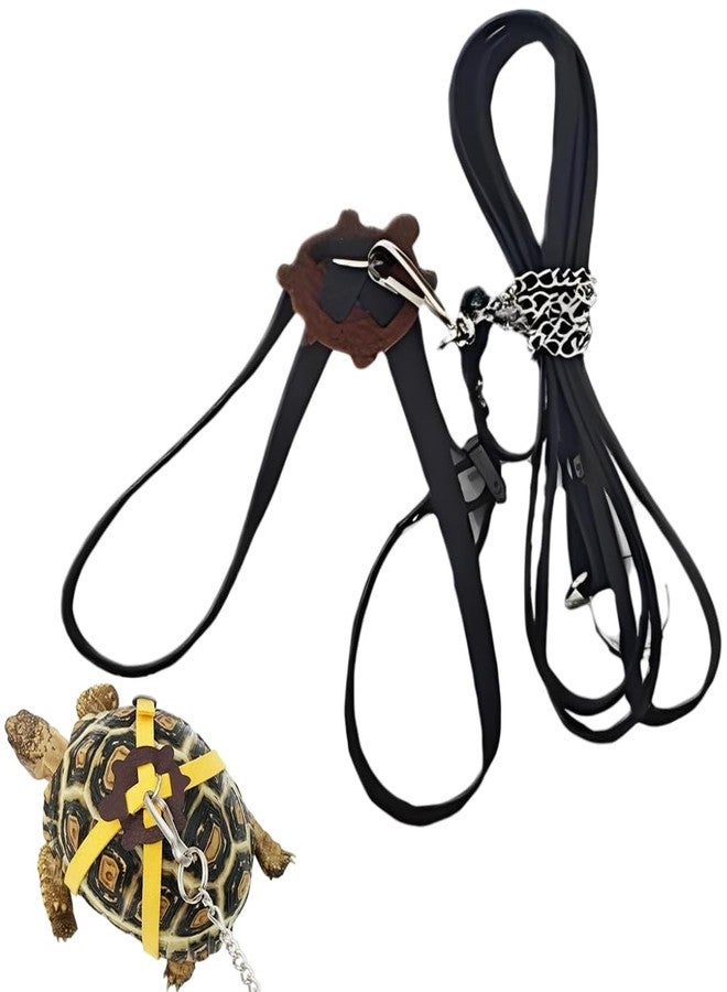 طوق سلحفاة، حبل تحكم قابل للتعديل، طوق وحزام للمشي مع الحيوانات الأليفة، مناسب للسلاحف الصغيرة والمتوسطة والكبيرة، لوازم تدريب المشي في الهواء الطلق، أسود S - Image 1